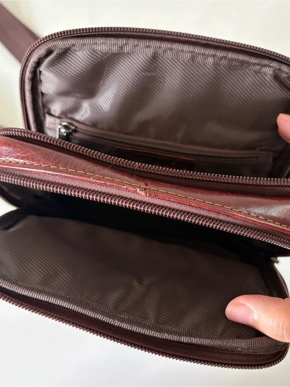Meigardass Brown Leather Crossbody Travel Bag Sling Messenger Bag Men Women 9x6”